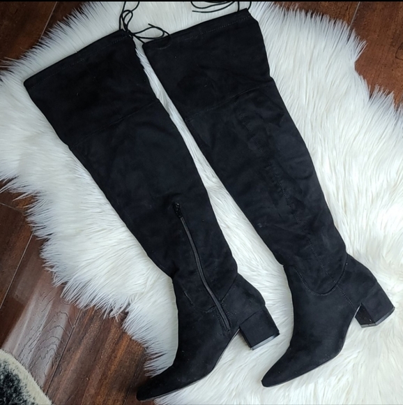 Kensie faux suede over knee drawstrings boots - Picture 3 of 10